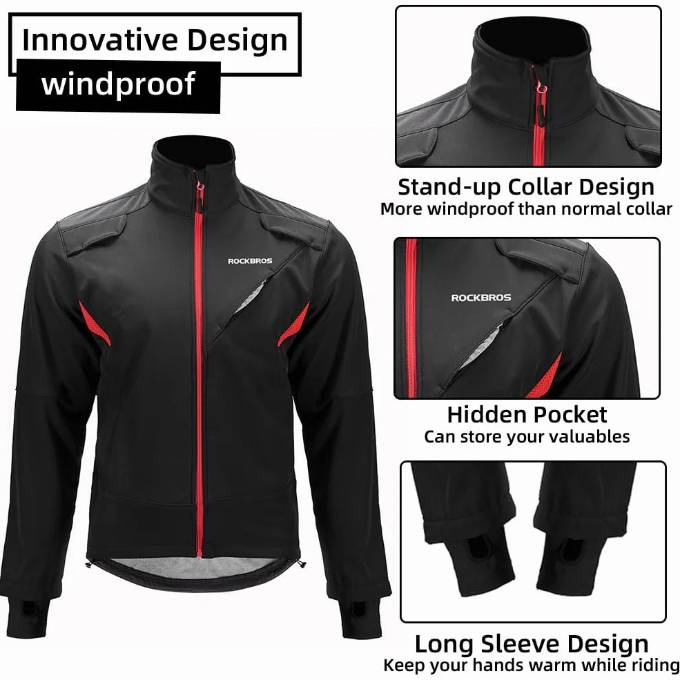 ROCKBROS Chaqueta Ciclismo Invierno Forro Polar Antiviento Térmico Hombre Mujer