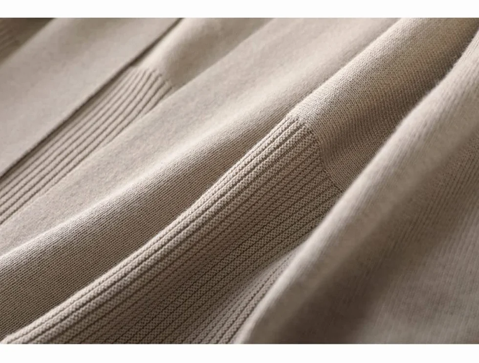 Cárdigan de Mujer Cárdigan de Punto de Algodón para Mujer Abrigo Suéter Liso Color Café Cárdigan Largo de Manga Farol Cárdigan Abierto por Delante Chaqueta de Punto Suelta de Primavera para Uso Diari