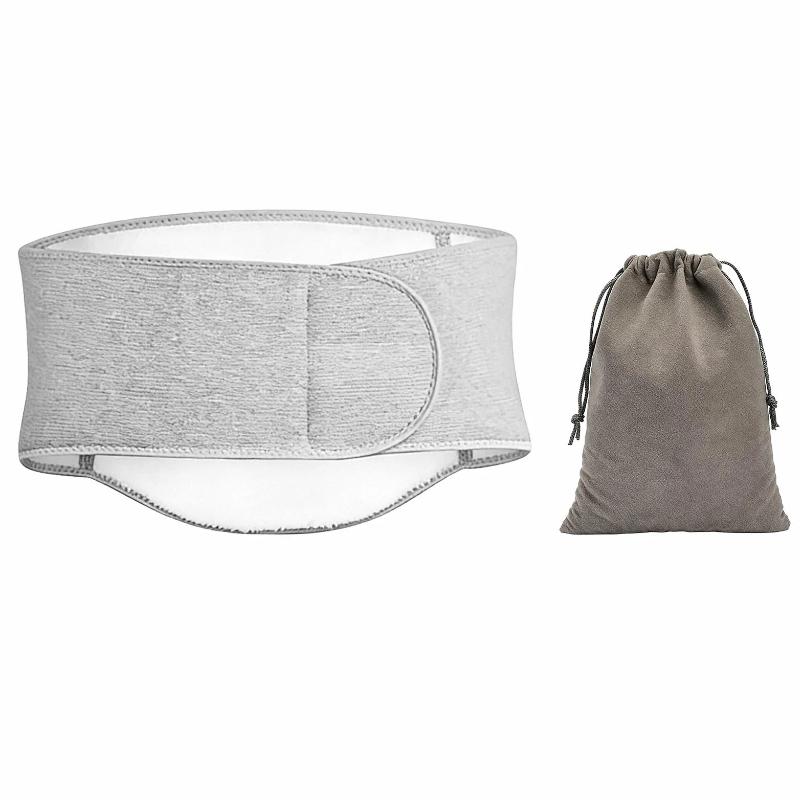 Faja Lumbar, Calentador de Vientre para Hombres y Mujeres con 1 Bolsa de Almacenamiento, Cintura Térmica de Felpa para Invierno, Calentador de Espalda con Cinta de Gancho y Bucle Engrosado, Gris