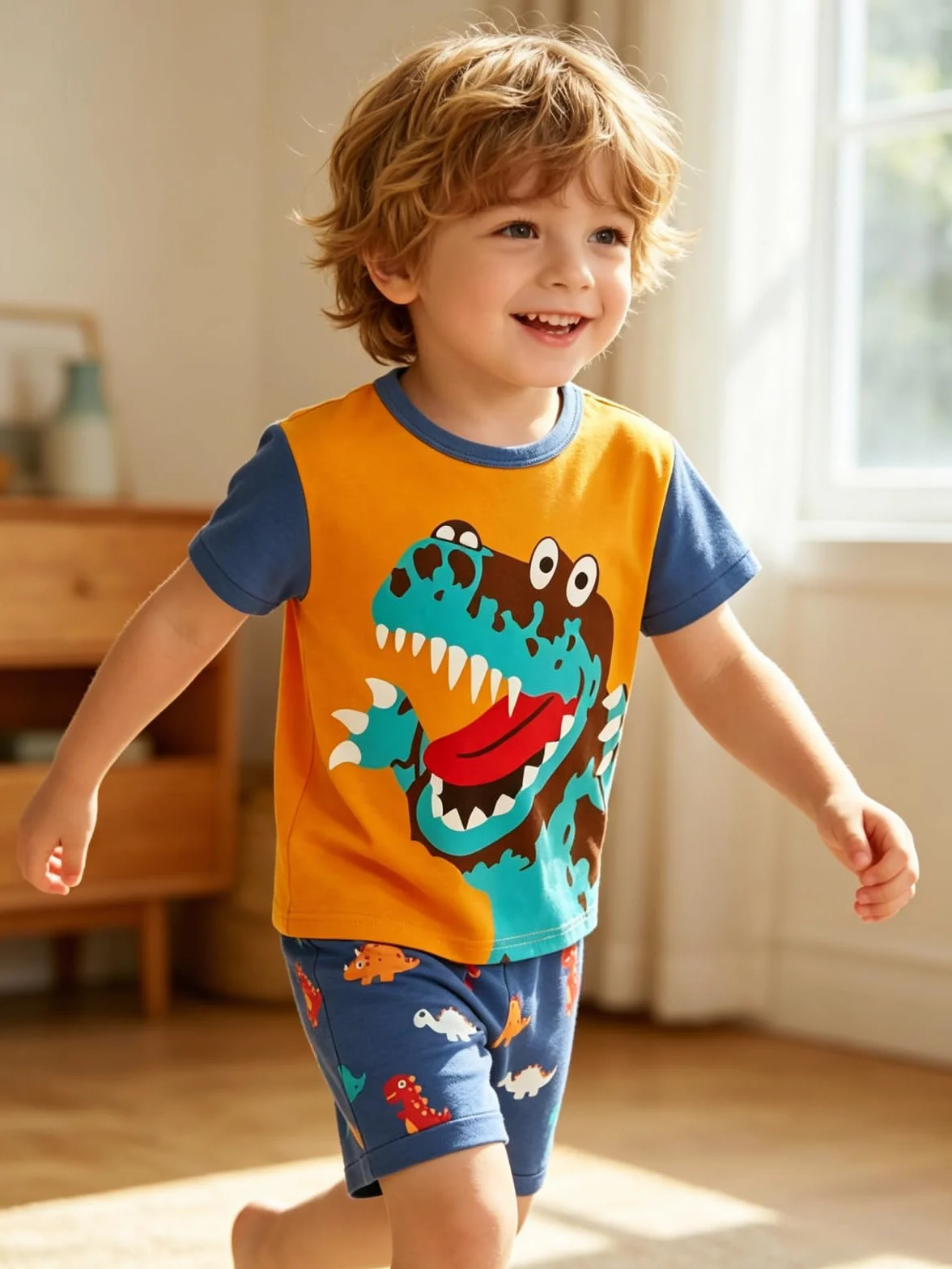 TEDD Pijamas Niño Verano Dinosaurio Algodón Manga Corta Conjunto Edad 1-12 Años