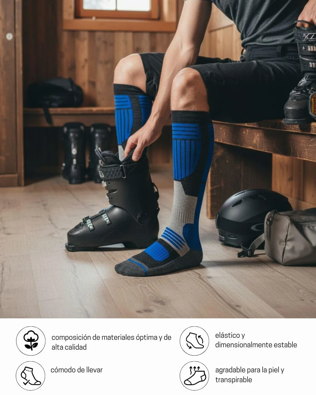 sockenkauf24 2 Pares Calcetines Esquí para Hombre Lana Merino