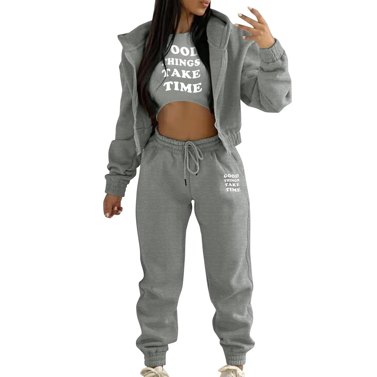 Chándal Mujer Invierno Corazón Cuello Redondo Manga Larga Pantalón Cómodo