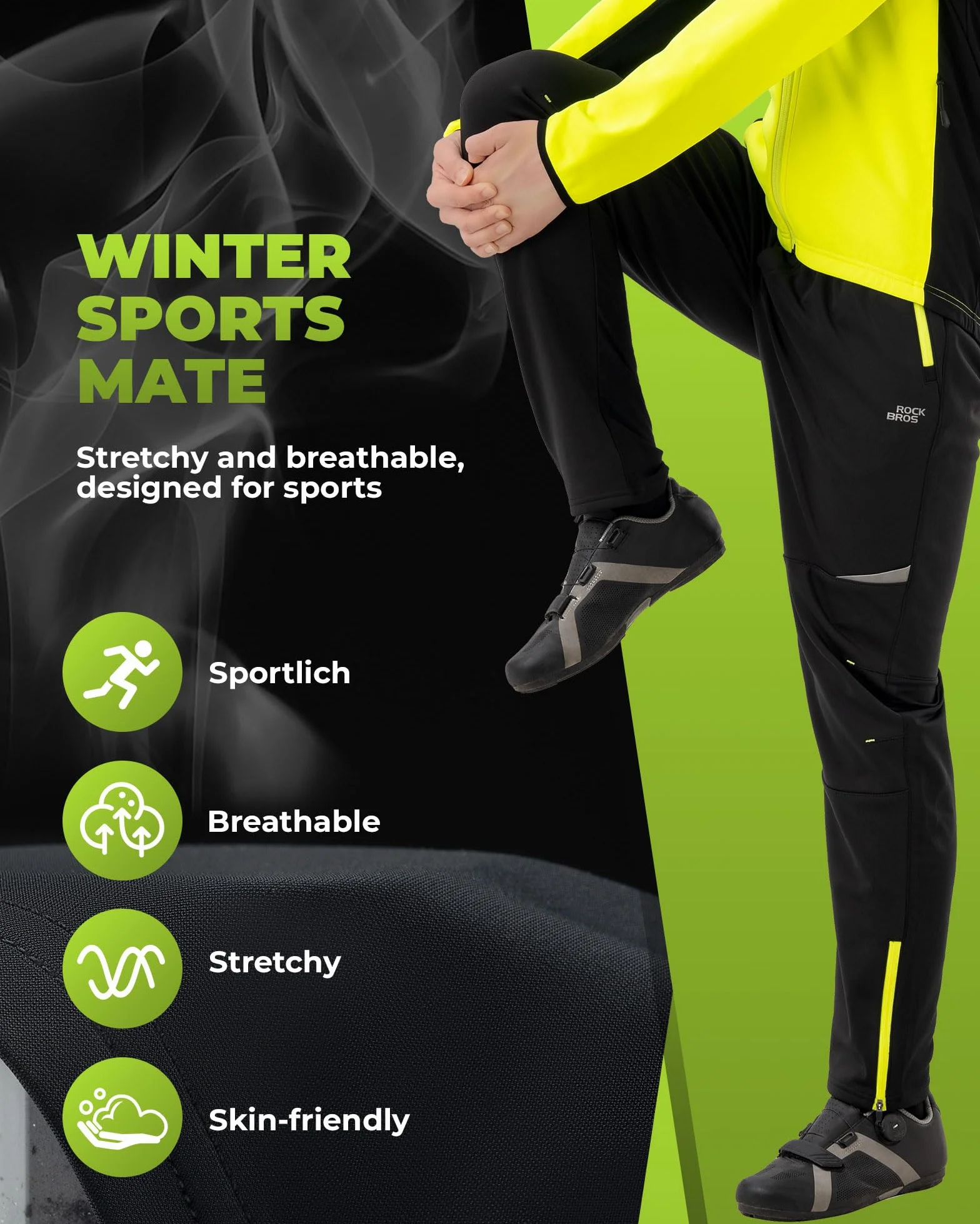 ROCKBROS Pantalón Ciclismo Hombre Invierno Polar Abrigo a Prueba de Viento Térmico