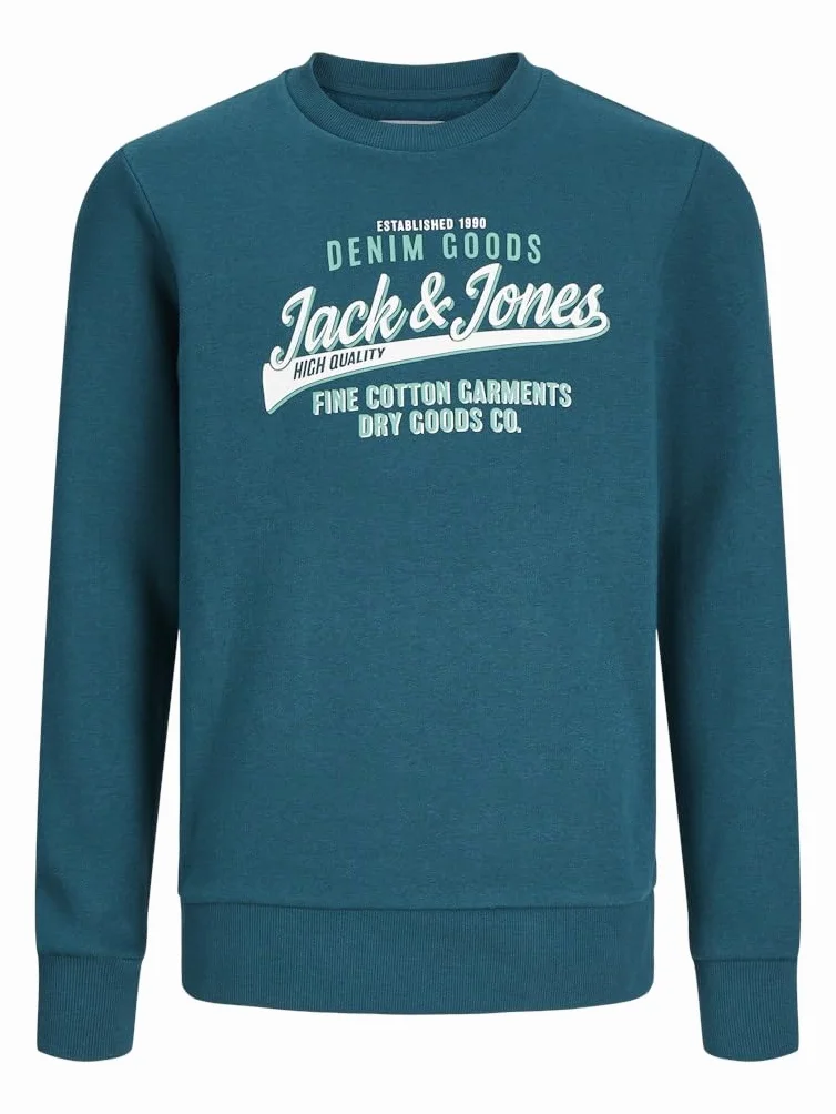 JACK&JONES JUNIOR JJELOGO Sweat Crew Sudadera Niños 2 Col 24/25 Deep Teal Winter Green