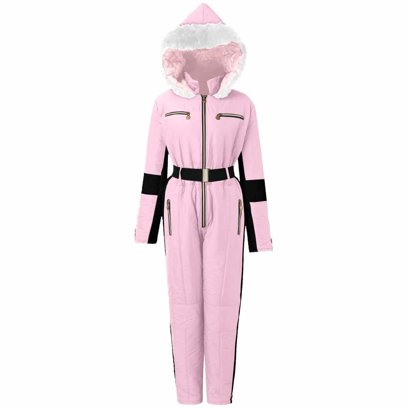 Generisch Traje de nieve impermeable mujer cuello desmontable cremallera invierno
