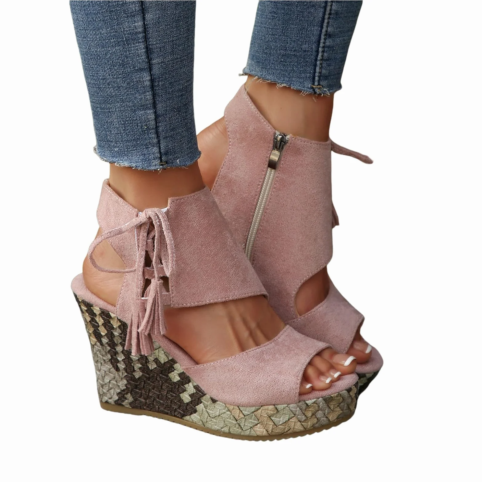 Genérico Chanclas Cós De Verano Para Mujer Sandalias De Verano Para Mujer Sandalias Suela Con Cuña Elegantes Cuña Caminar Cós Con Hebilla Ajustable Planas Transpirables Suelas Gruesas Calzado