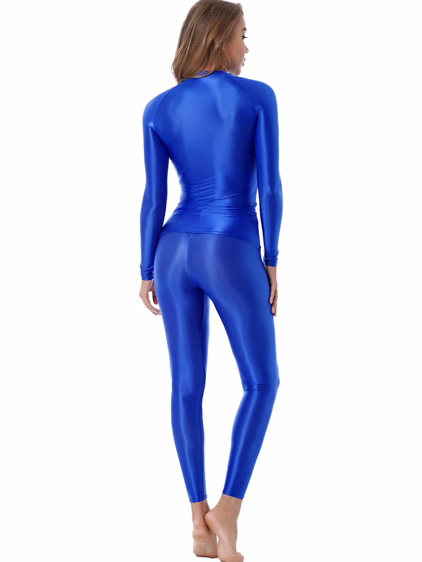 IEFIEL Maillot de Danza Ballet Mujer Mono Deportivo Fitness Yoga Manga Larga Gimnasia Rítmica Body Completo Actuaciones