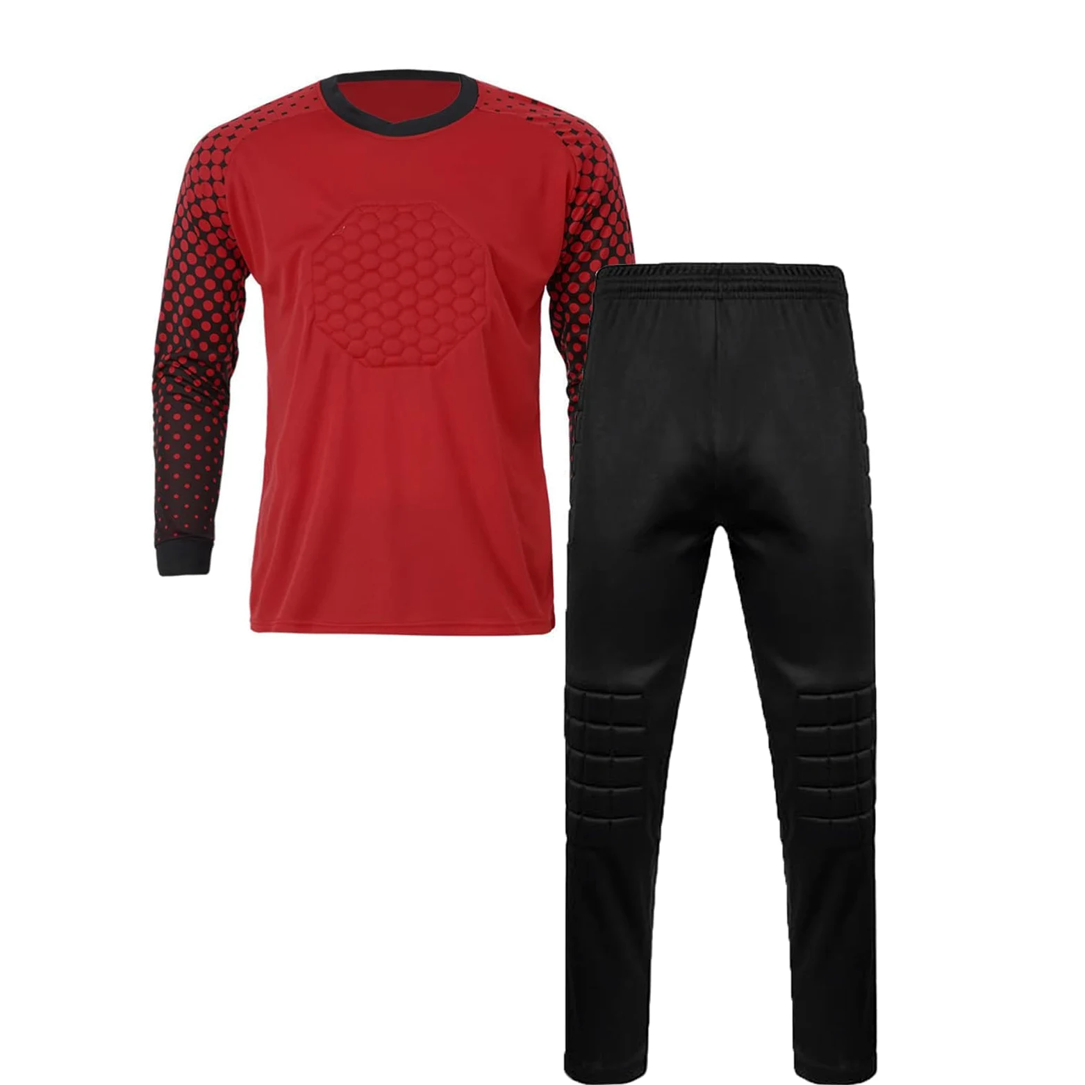 ZUYPSK Conjunto de camiseta de portero de fútbol para niños camiseta deportiva y pantalones deportivos acolchados manga larga equipo de protección traje