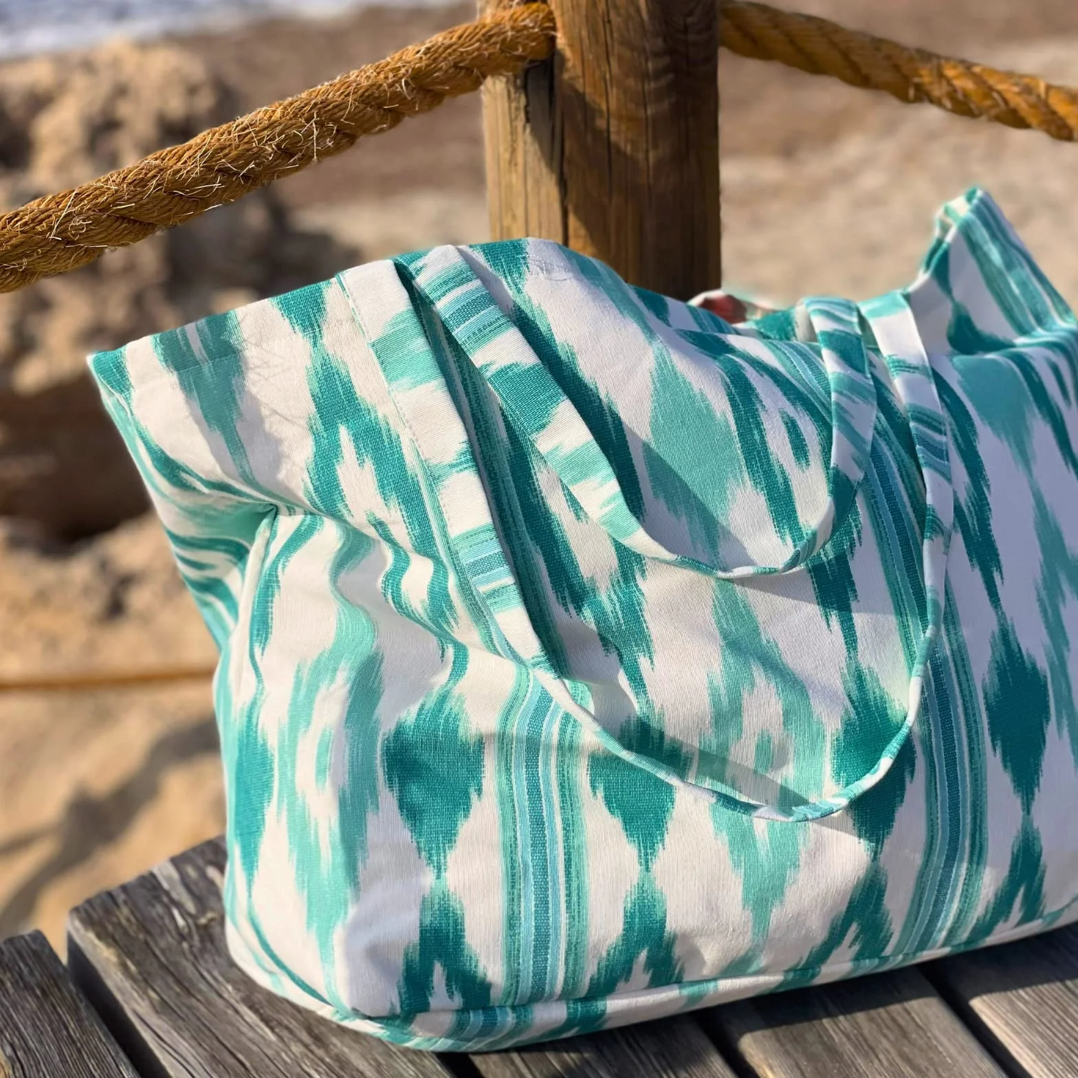 Bolsa Playa Grande XXL Familiar - Estilo Mediterráneo - Bolso Mujer para Verano y Piscina
