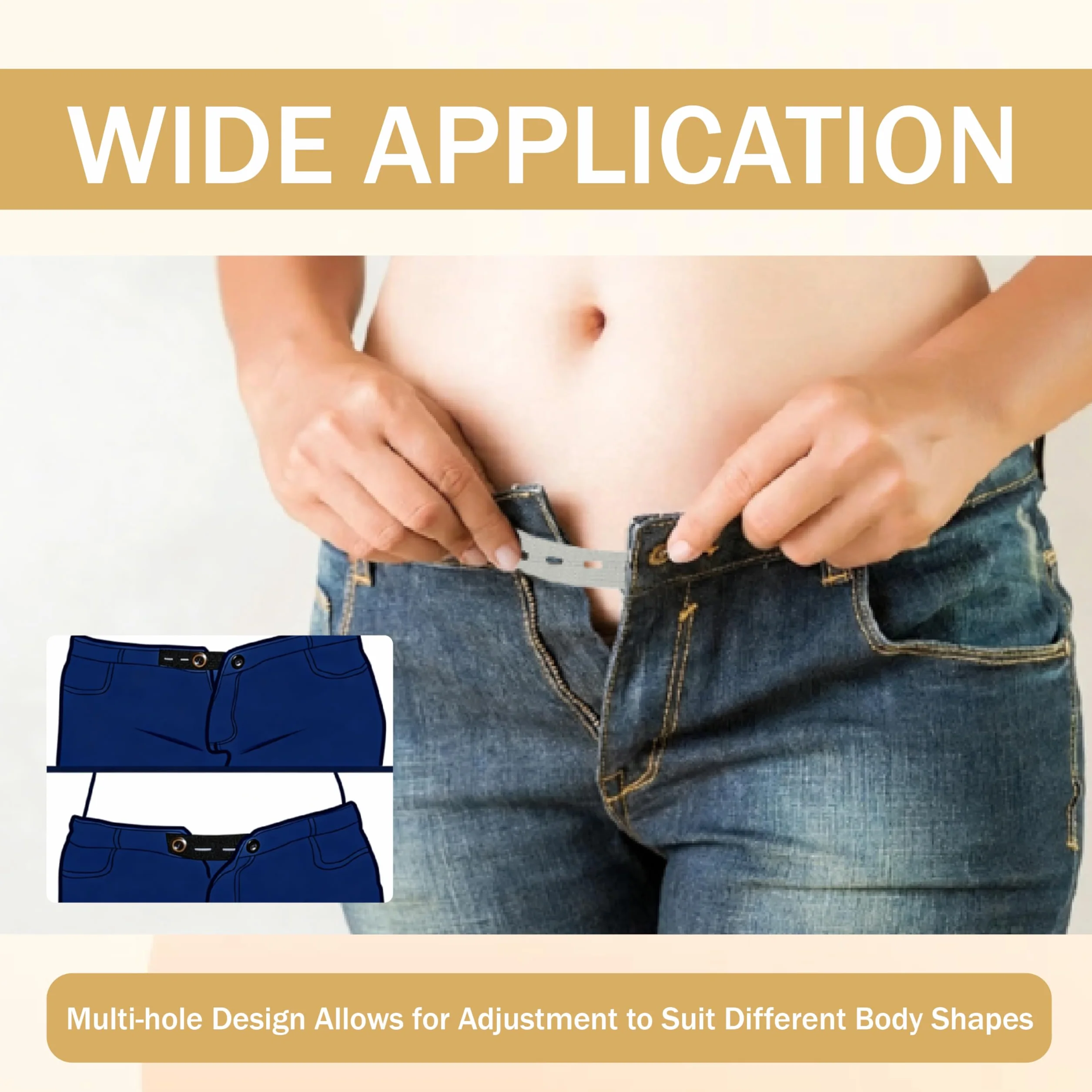 10 extensiones de cintura para pantalones, 9,3 x 2,5 cm para vaqueros, ampliación de cintura con botón, extensión de cintura elástica, extensión de cintura para pantalones para hombre y mujer