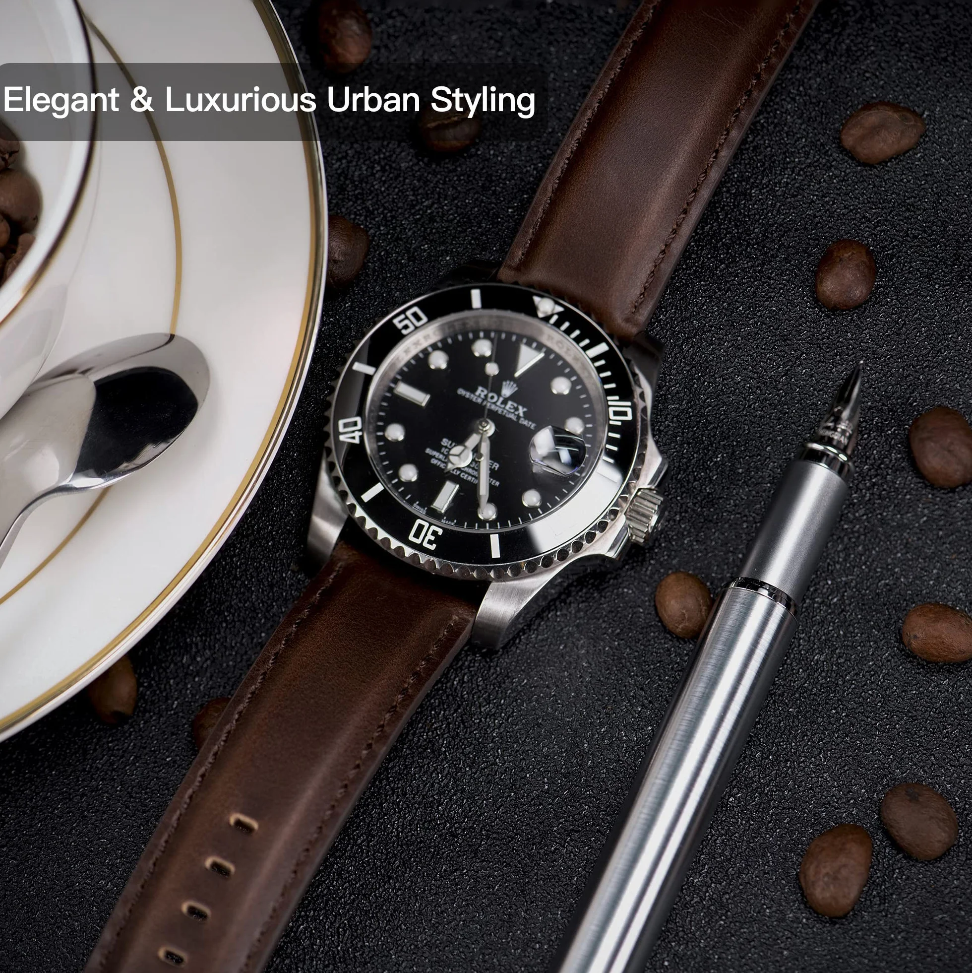 OTTOODY Correa de Reloj de Cuero de Liberación Rápida 18mm 19mm 20mm 21mm 22mm, Elegantes Correas de Reloj de Cuero de Grano Superior Correa de Reloj de Repuesto para Hombre Mujer, Reloj y Smartwatch