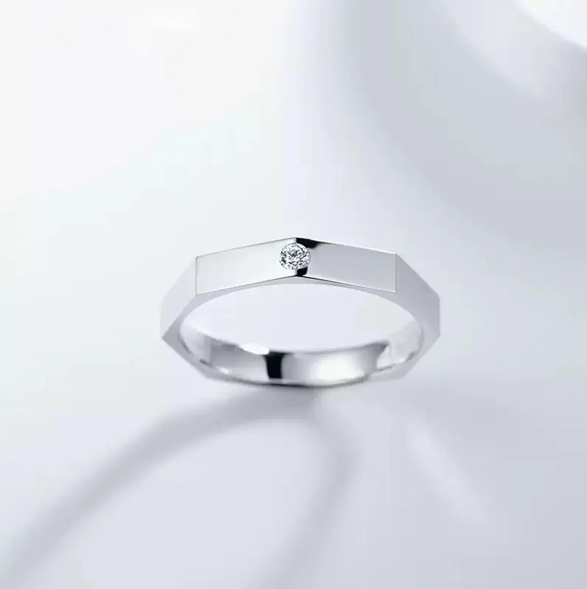 Anillo de compromiso para novio, anillo meñique para hombre, plata con diamante de 0,05 quilates Pt950 y oro blanco de 9 quilates, 14 quilates y 18 quilates