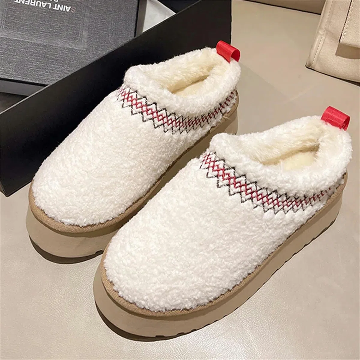 Pantuflas Mujeres Plataforma Casera Zapatillas De Algodón Esponjoso Slingback Zapatos Casuales