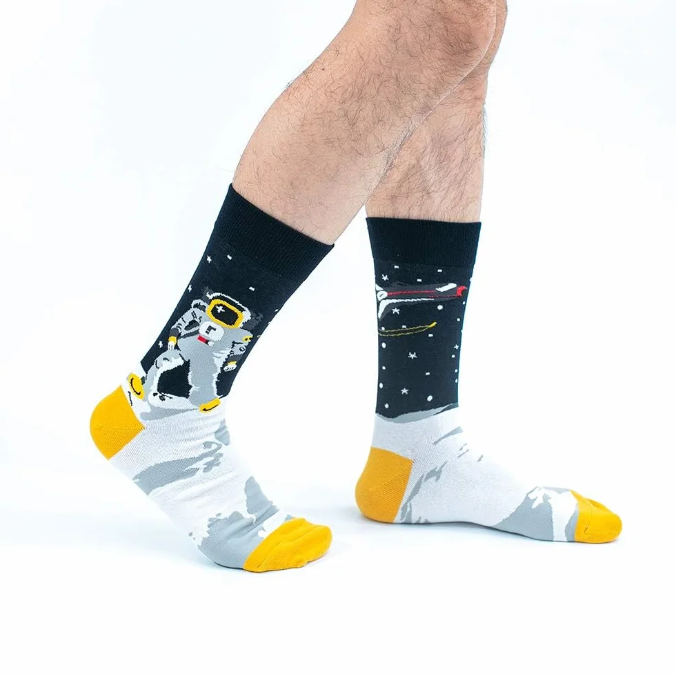BONANGEL Calcetines Funky para Hombre, Calcetines Navideños, Divertidos y Coloridos Calcetines de Vestir de Algodón Loco, Regalo para Hombres Papá Novio