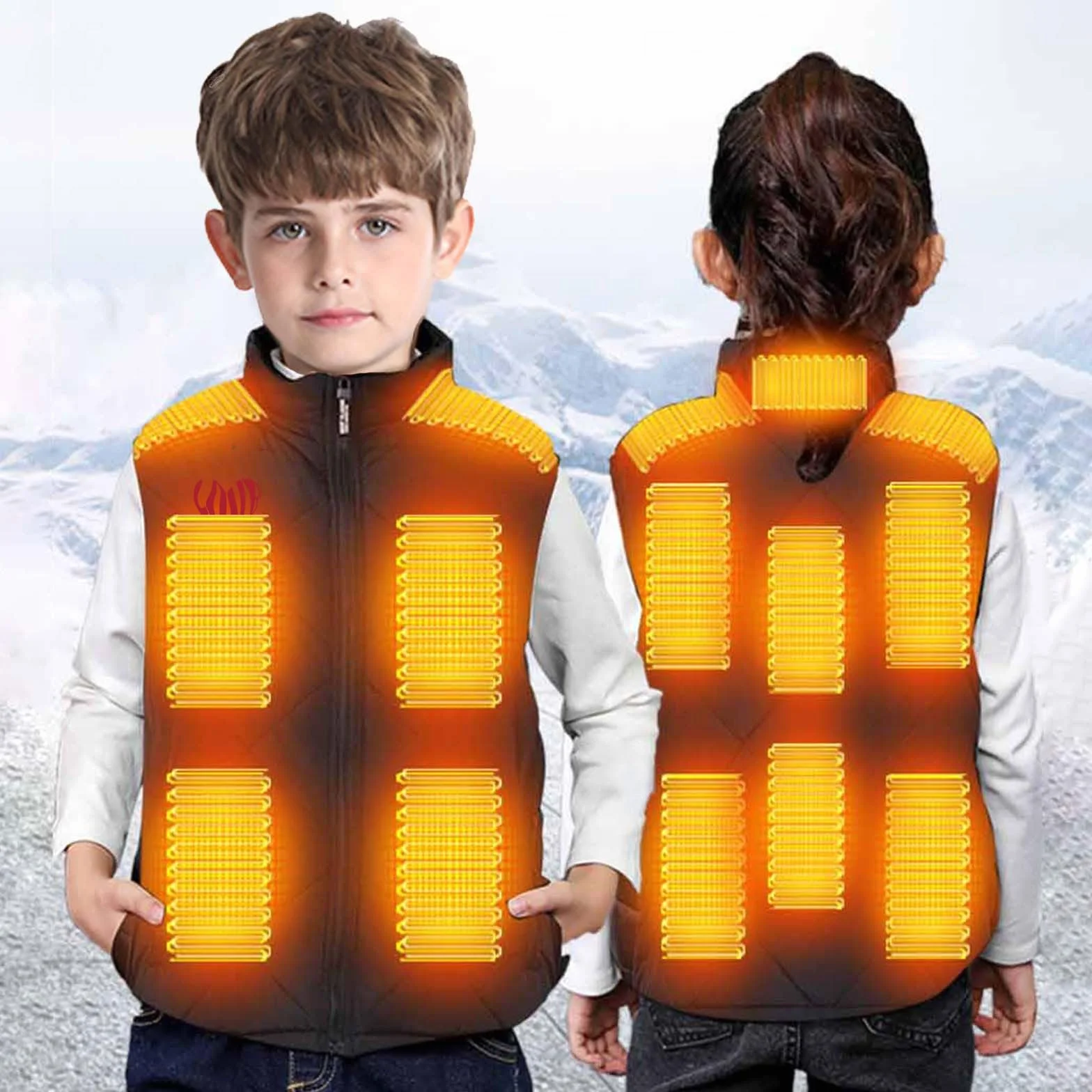 YAOJIWANG Chaleco Calefactable para Niños Chaqueta Impermeable Softshell con Calefaccion USB