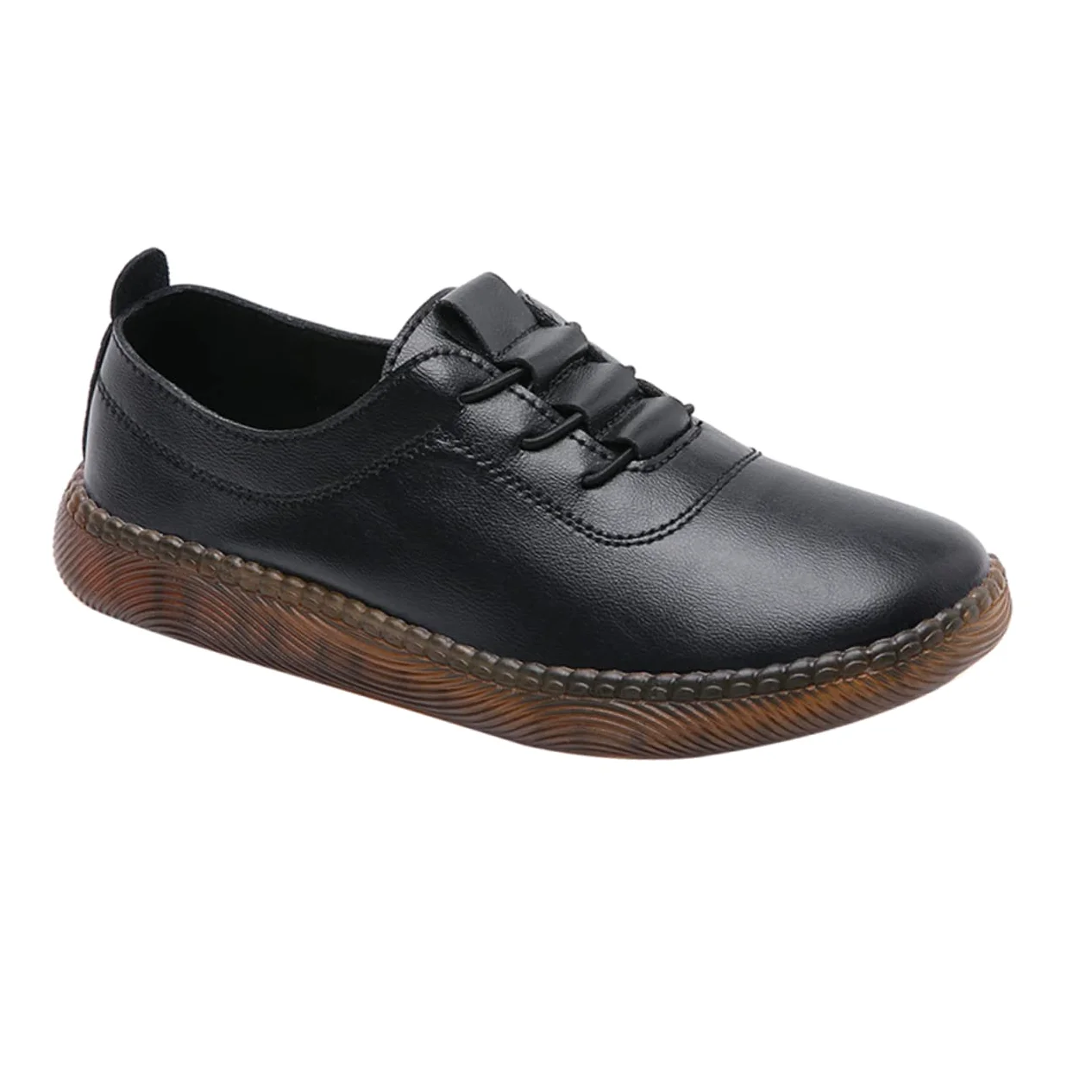 Homoyoyo Zapatos Planos de Cuero para Mujer Negros, Talla 40 | Antideslizantes y Ligeros, Uso Diario y Viaje, Estilo Casual Cómodo Acabado en Cuero