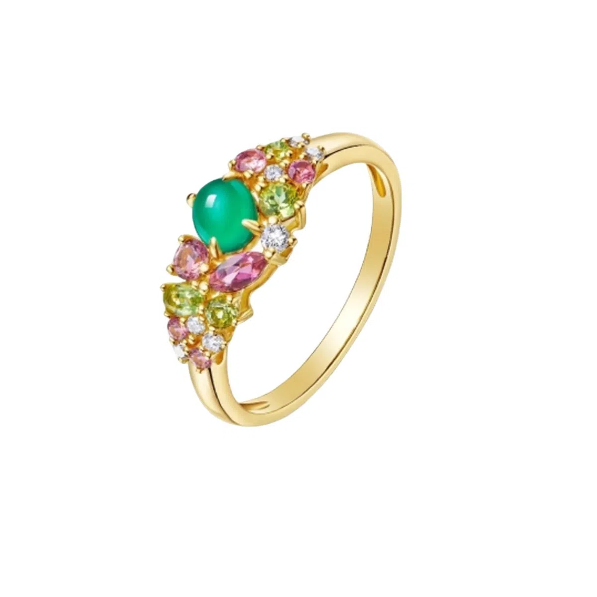 Anillos de compromiso de oro amarillo para mujer, auténticos, anillos de compromiso con turmalina, alianzas de oro auténtico, elegantes anillos de boda