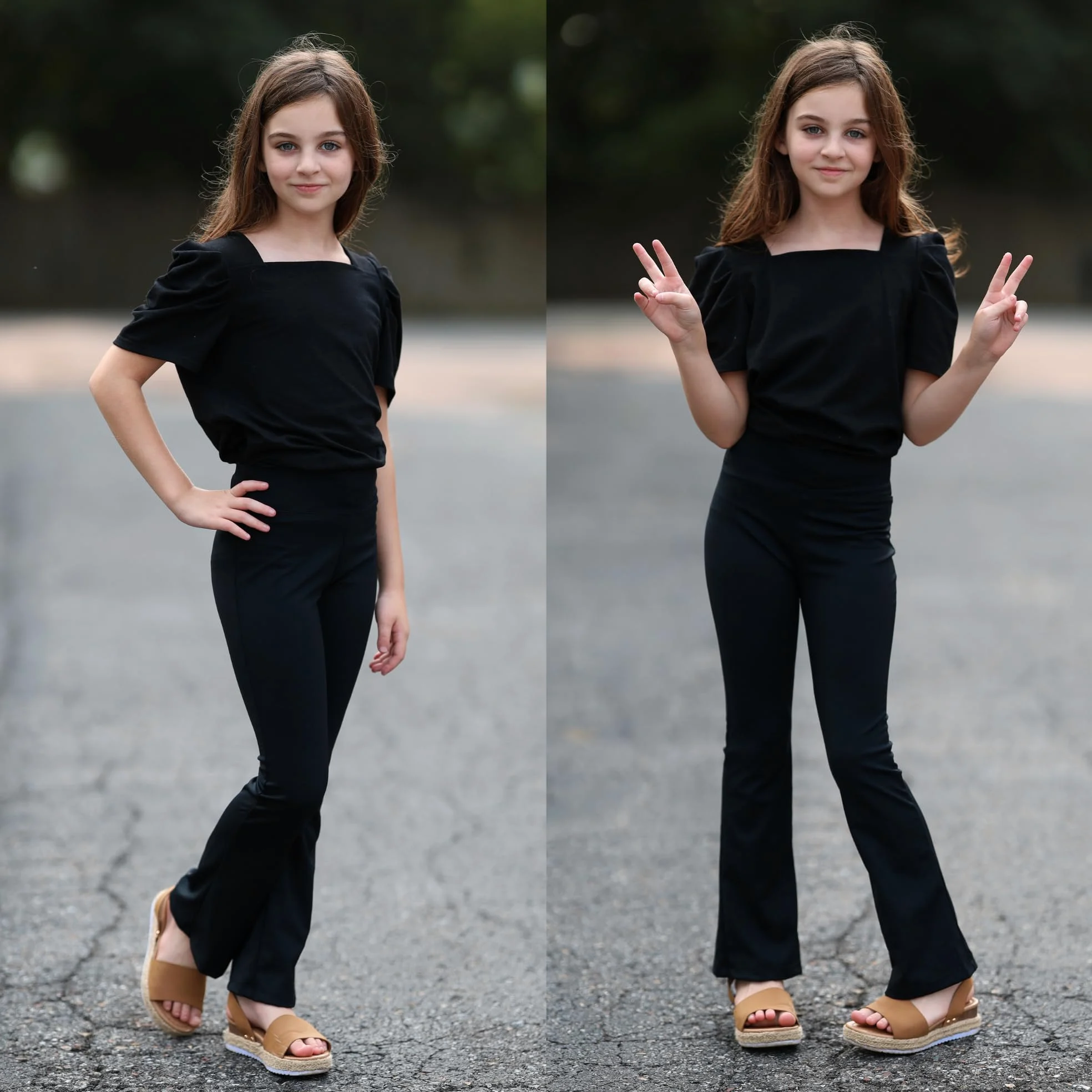BIG ELEPHANT Polainas Acampanadas para niñas, Pantalones de Yoga Bootcut para niños, Medias Campanas para Entrenamiento de Baile