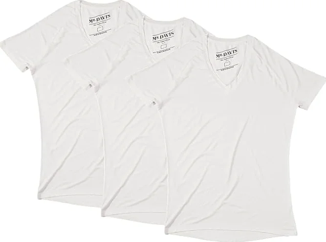 Mr. Davis - Camiseta interior de viscosa de bambú con cuello en V para hombre, 3 unidades