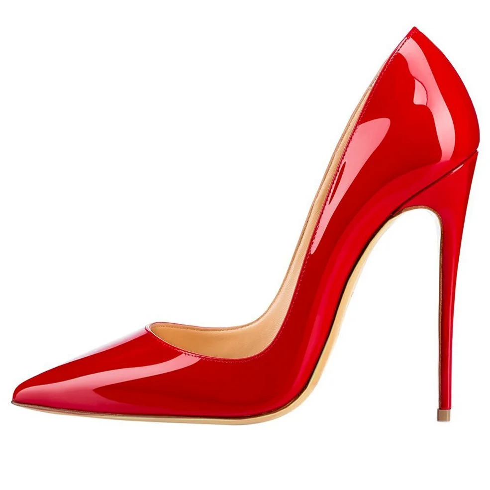 Lutalica W Zapatos de tacón alto de aguja, clásicos, de charol, puntiagudos, sexy, para fiesta, noche, boda