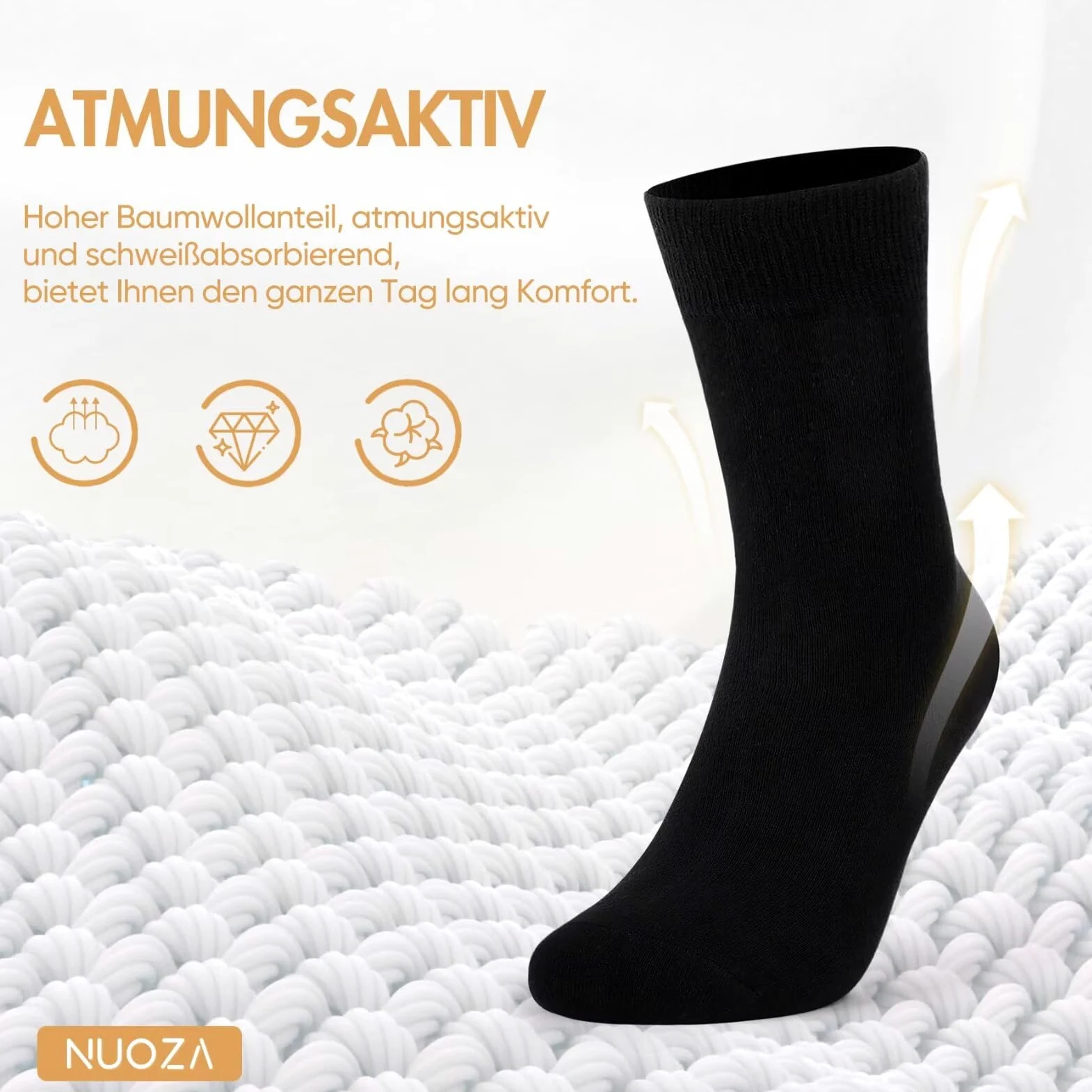 NUOZA Calcetines Hombre 12 pares Calcetine Deportivos Algodón Negocios Calcetines Largos Transpirables Calcetine Negro/Blanco