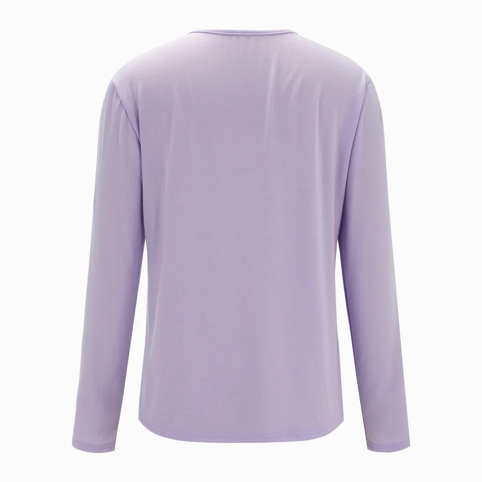Generisch Pijama largo a cuadros para mujer, cuello redondo, otoño e invierno, pijama de tallas grandes, monocolor, traje holgado, ligero, ropa de salón, ropa de casa, traje de ocio ancho con arco