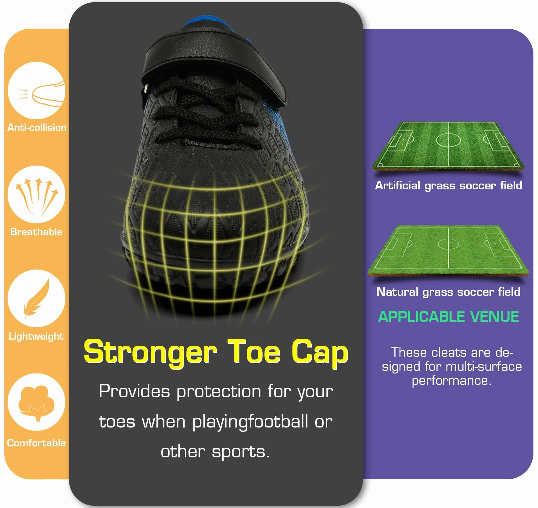 Botas de Fútbol Niño Zapatos con Tacos Bajos Antideslizantes Césped Artificial Indoor