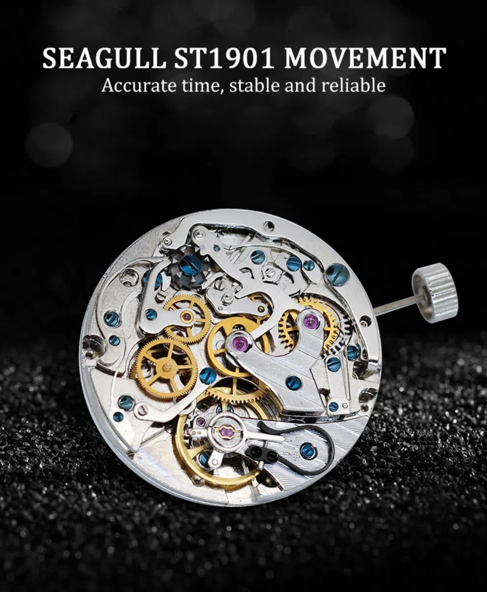 SEAKOSS Pilot - Reloj cronógrafo para hombre, 42 mm, vintage, 1963, gaviota ST1901, reloj mecánico manual, cuello de cisne, cristal de zafiro, 3 ATM, reloj de vestir de lujo