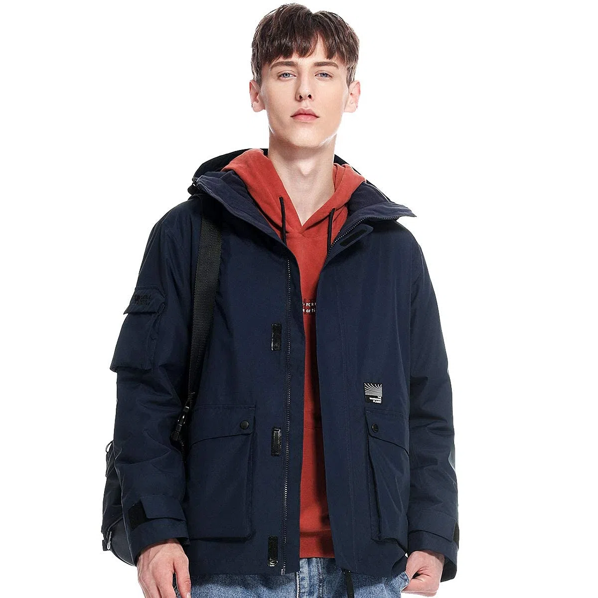 MU Chaqueta de Esquí a Prueba de Agua de Los Hombres 3 en 1 Windoorvientos Winter Warmable Warmable Abrigo Cómodo Cómodo Fleece Ropa Interior/Blue/L
