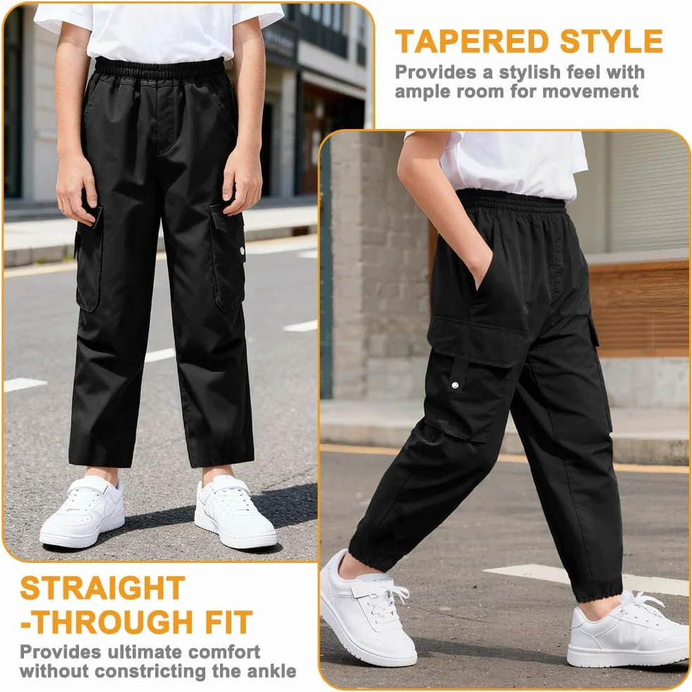 Pantalones Cargo para Niño con Cintura Elástica y Talón Ajustable, 7-15 Años