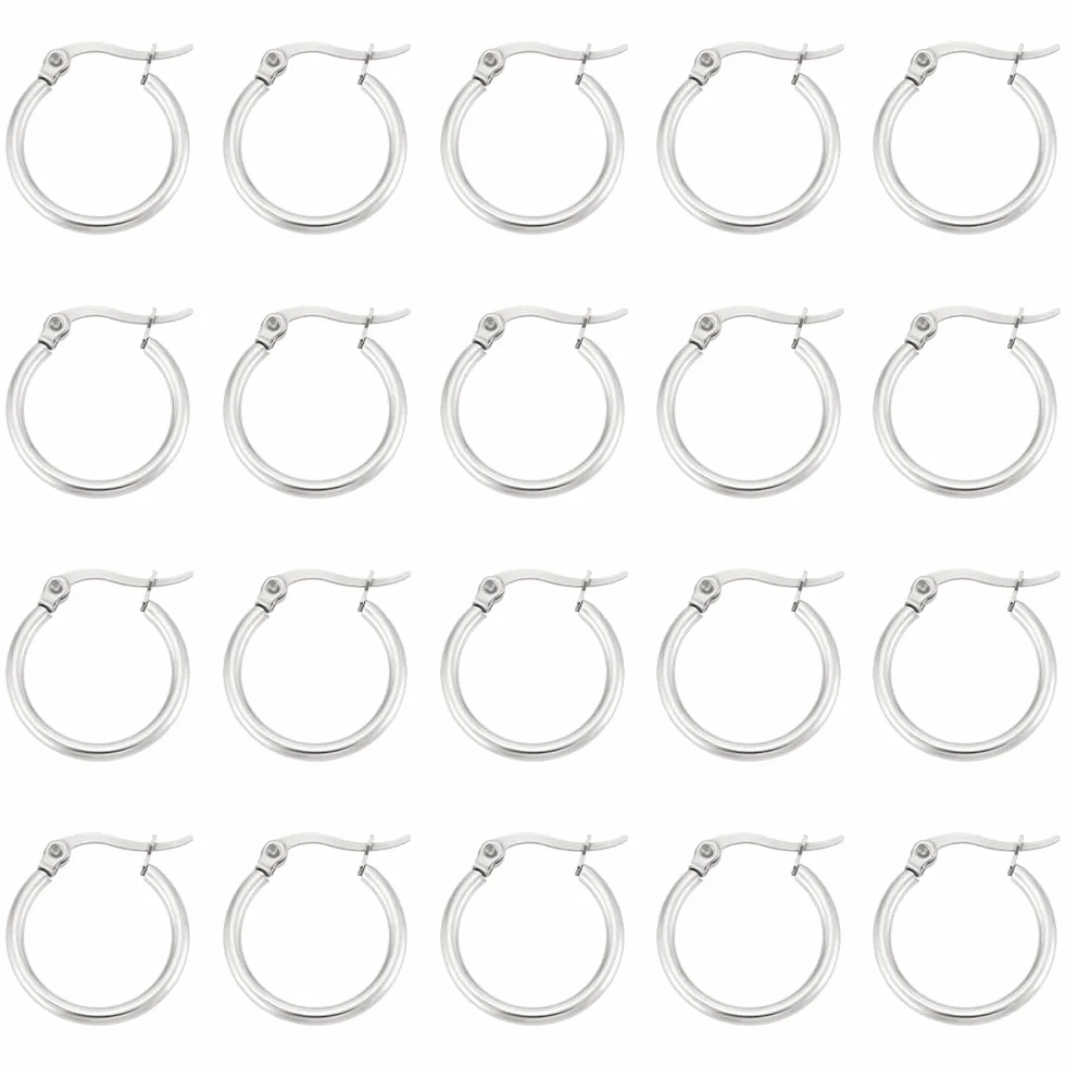 Pendientes de Aro de Acero Inoxidable 19mm Hipoalergénicos 40 Uds