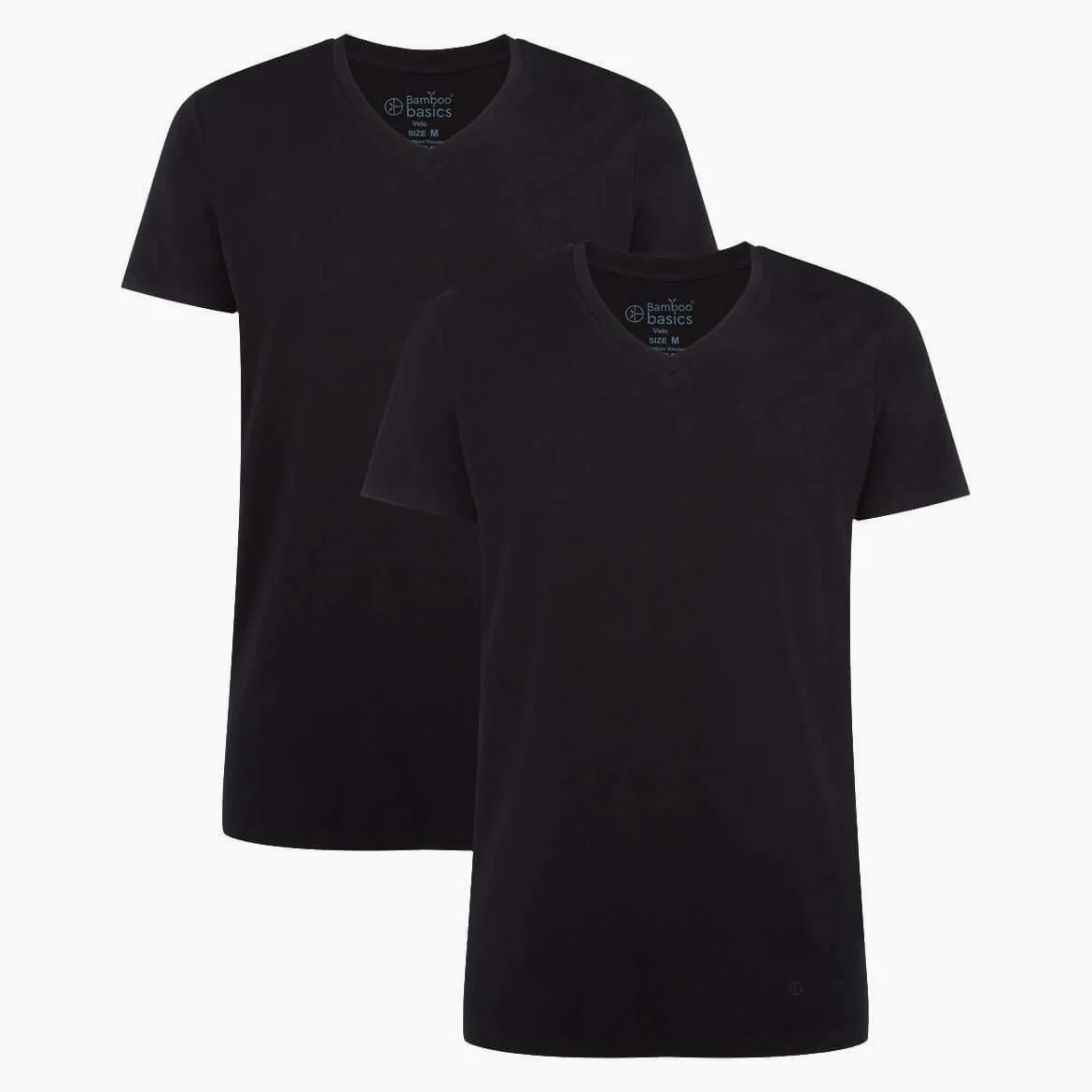 Bamboo Basics - Camiseta de bambú para hombre - Velo - Cuello de pico - Pack de 2 - Extra suave y transpirable - Blanco - S-XXL