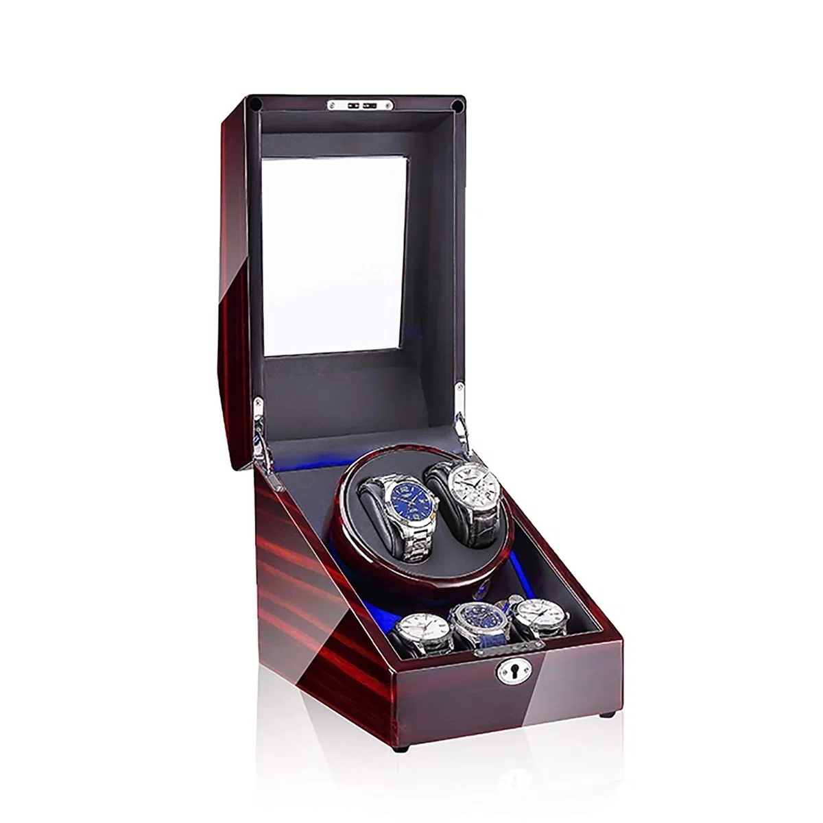 Agitador de Reloj mecánico 3 + 2, Caja de bobinado automático LED, Caja de Motor eléctrico antimagnético silencioso para el hogar, Watc (Caja de exhibición de Reloj)