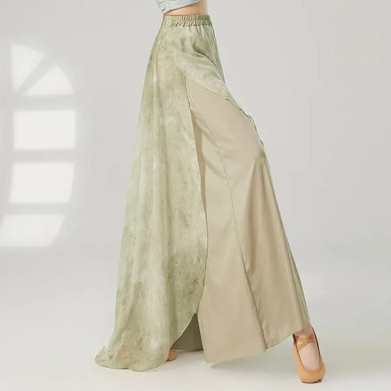 Pantalones de Baile Culottes Sueltos Pierna Ancha Ropa de Escenario for Mujer
