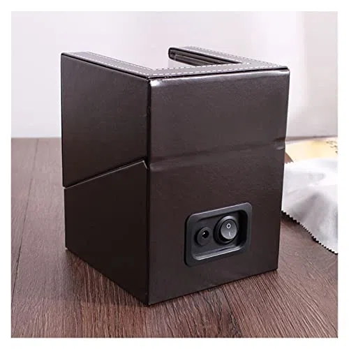 Enrollador de relojes Motor enrollador de relojes Agitador de relojes Enrollador de relojes PU Estuche Soporte Exhibidor Automático Mecánico Negro Marrón Caja enrolladora de relojes automática (N