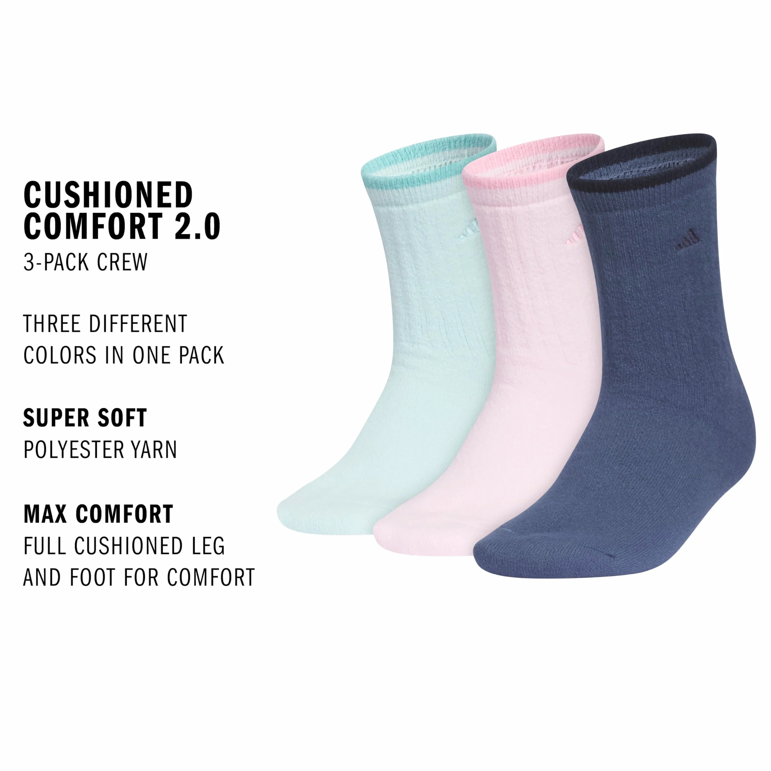 adidas Super Soft Cushioned Comfort Cozy Crew Socks (3-pair) Calcetines de tripulación Mujer (Pack de 3)