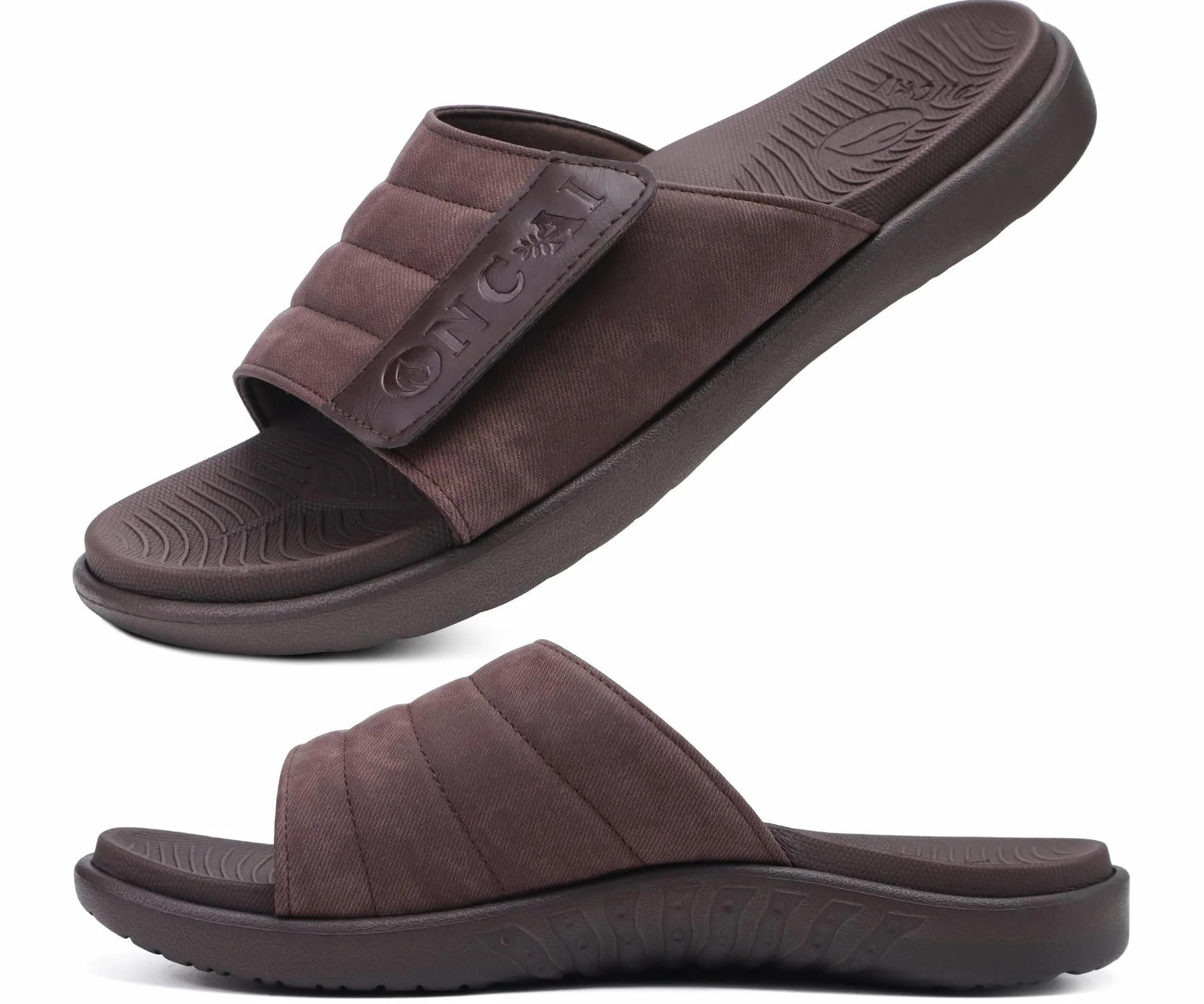 ONCAI Sandalias Hombres Correa Ajustables Ortopedia Fascitis Plantar Punta Abierta Deportivo Pantuflas Slides con Plantilla de Soporte de Arco Suave y Cómoda Talla 40-49