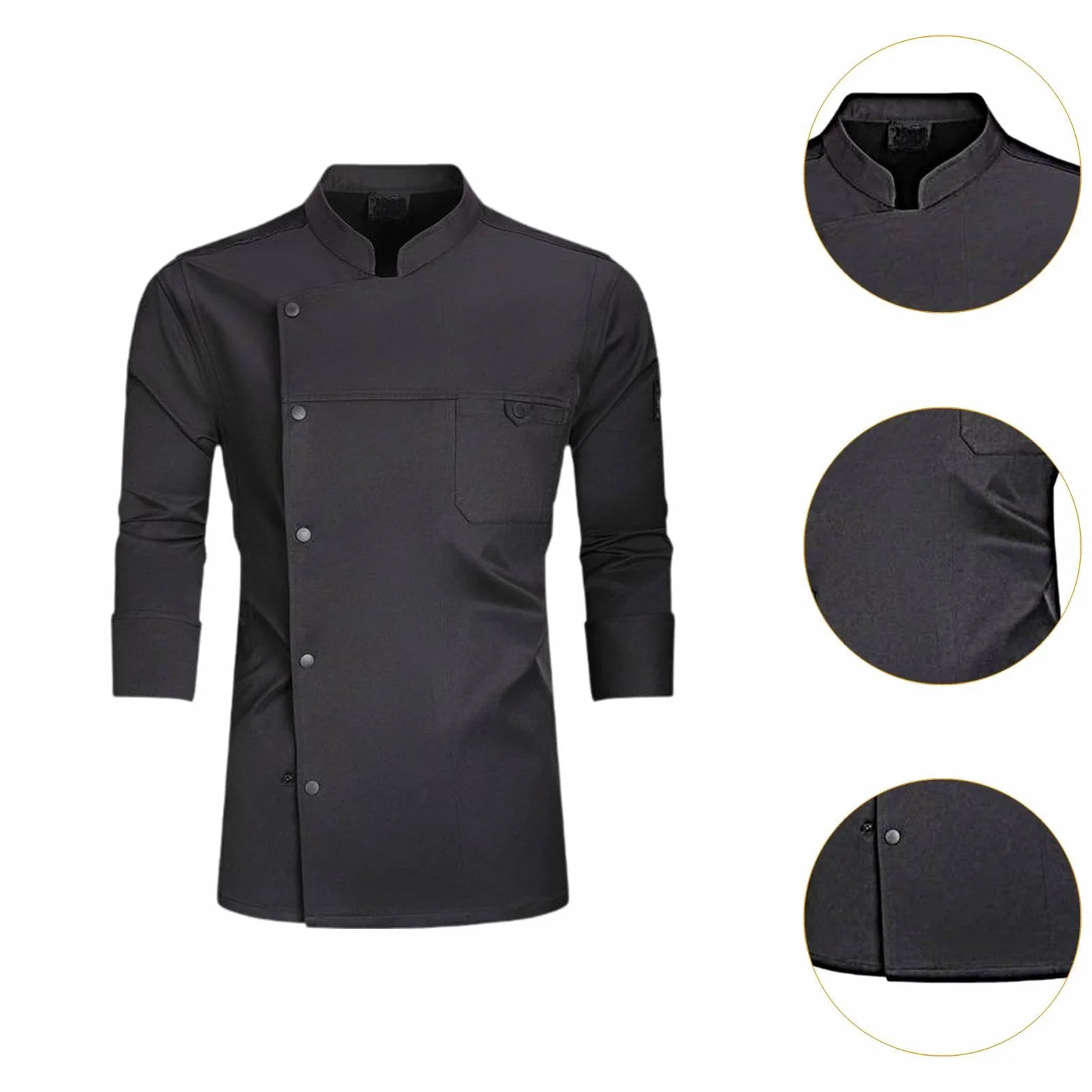Chaqueta de Chef para Hombres Y Mujeres, Uniforme de Cocina, Traje Profesional, Cómoda, Poliéster Transpirable, Cierre de Botones Fácil, Pecho Y Manga