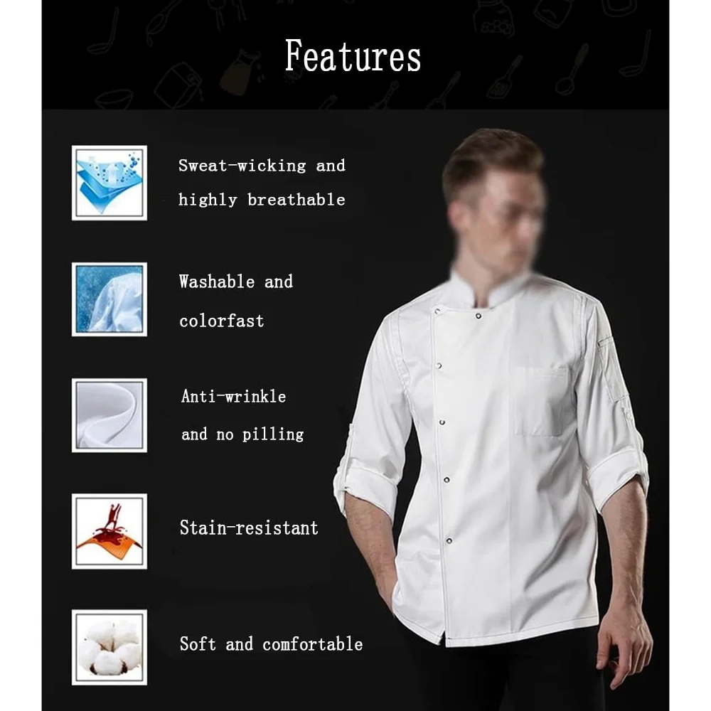 Uniforme Unisex de la Capa del Cocinero de la Capa del Cocinero de la Ropa de la Cocina del Hotel de la Ropa del Cocinero Personalizado Modificado para requisitos particulares