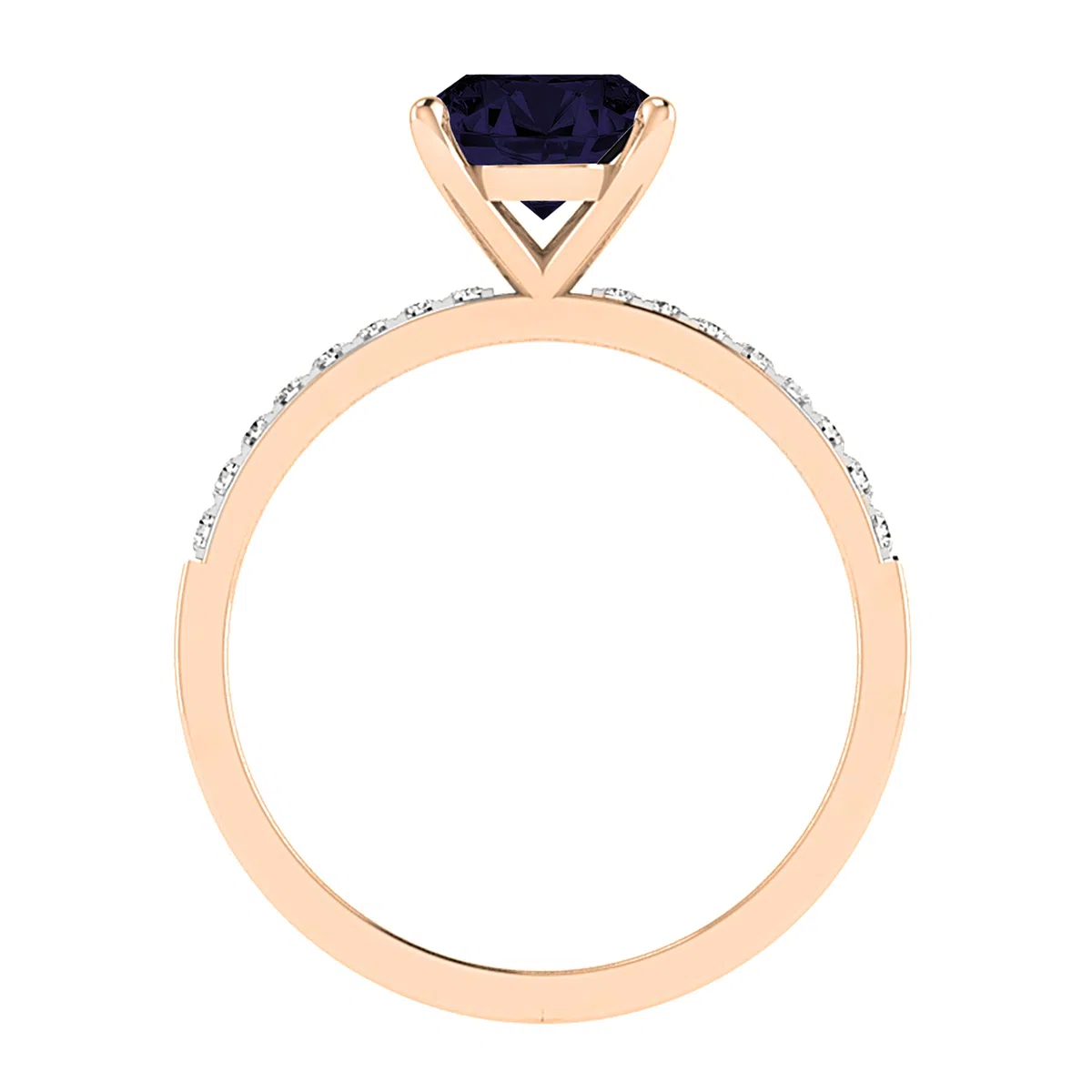 Dazzlingrock Collection Anillo de compromiso de oro rosa de 14 quilates con piedras preciosas ovaladas y diamantes blancos redondos de 9 x 7 mm para mujer, Oro rosa Zafiro azul Diamante blanco Oro