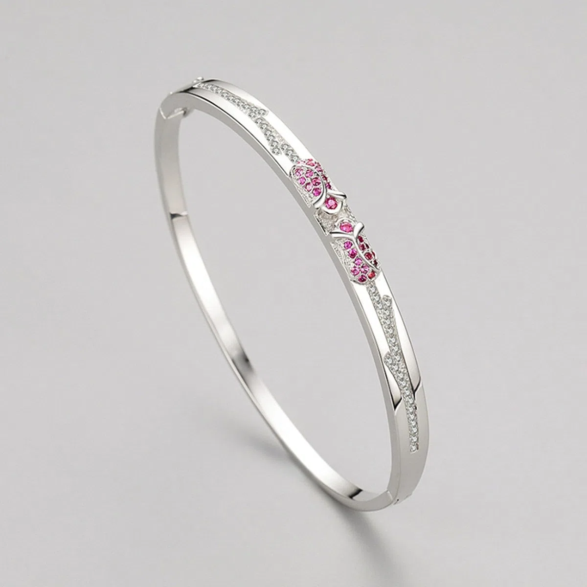 Pulsera de rosas para mujer, pulsera de rubí creado para mujer,