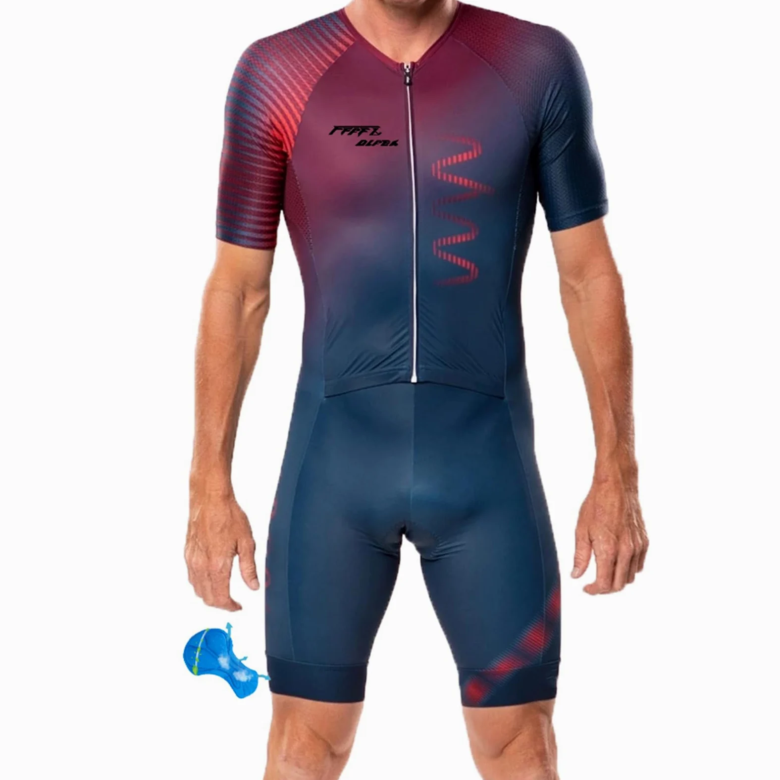 Summer Cycling Skinsuit Triatlón for Hombres, Pro Manga Corta Traje de Ciclismo con Gel Pad Ropa de Deporte Exterior Triatlón Ropa