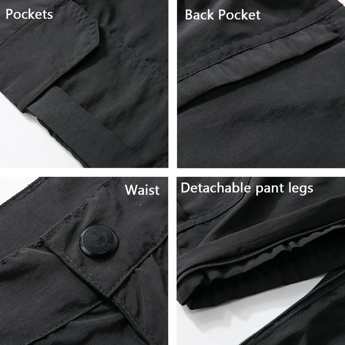 Hombres Pantalones de Senderismo Convertibles Impermeable Zip Off Pantalones de Escalada Secado Rápido (Size:XXL,Color:Verde)