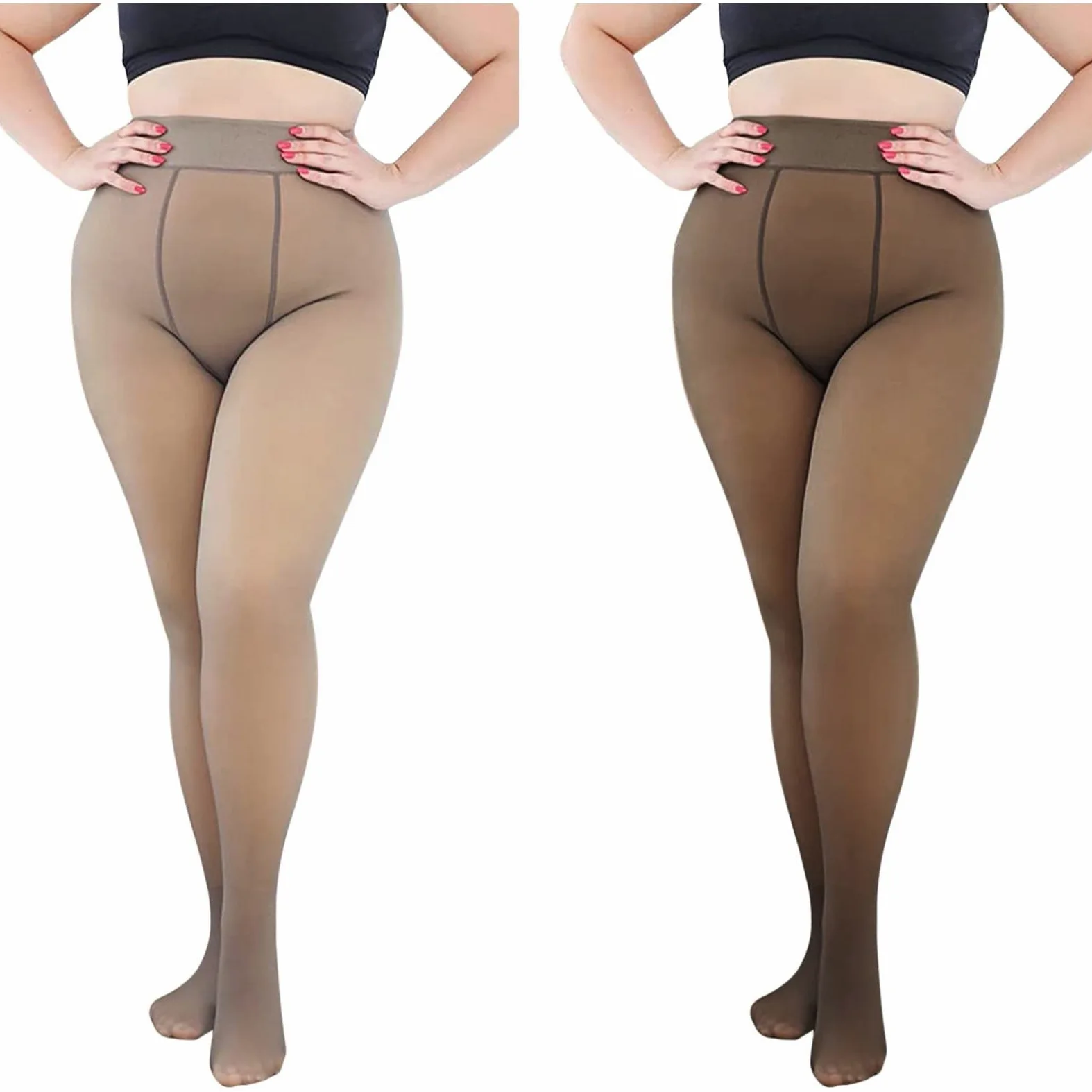 MJGkhiy Medias de forro polar para mujer color carne falso translúcido cálido acolchadas medias cómodas medias térmicas sin costuras elegantes medias forradas leggings gruesas medias cálidas de