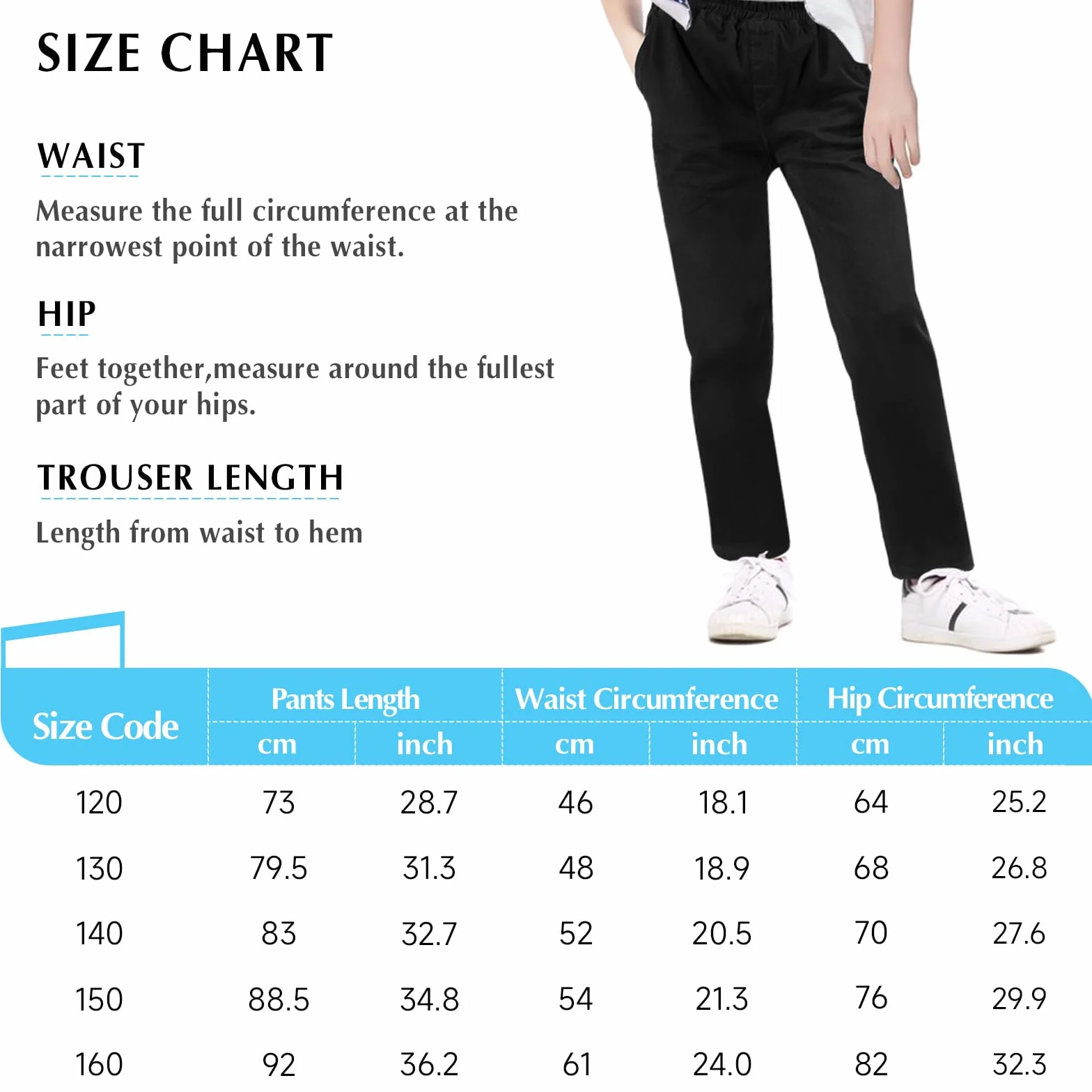Pantalones Escolares, Pantalones Escolares Ajustados para niños, Cintura elástica, Dos Bolsillos Laterales, Negro, para Uso Diario Pantalone