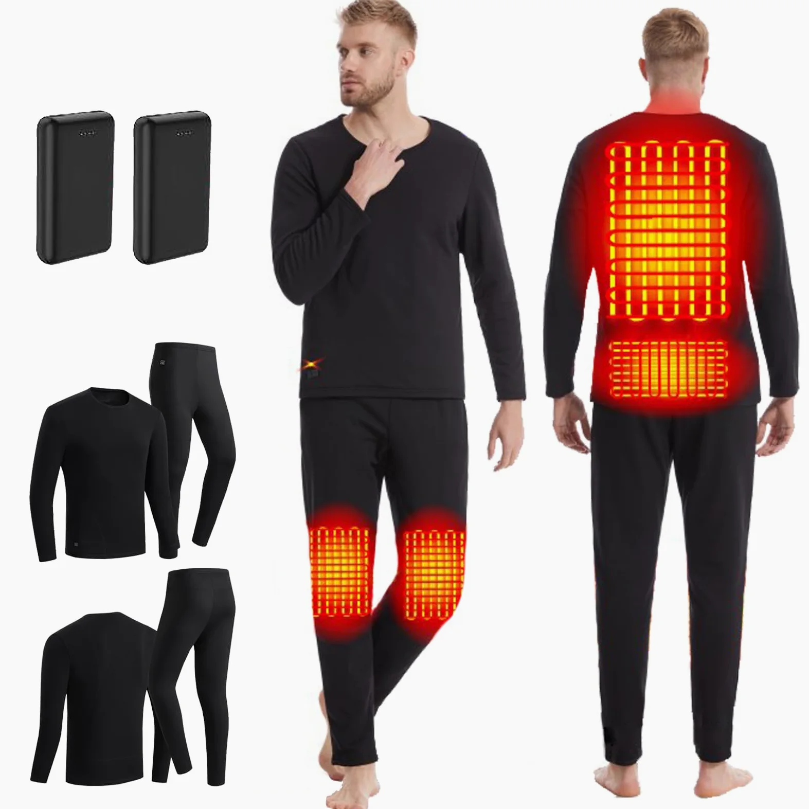 Ropa Interior Térmica para Hombre Y Mujer, Conjunto De Pantalones con Batería, Capa Base Térmica para Invierno, Deportes Al Aire Libre