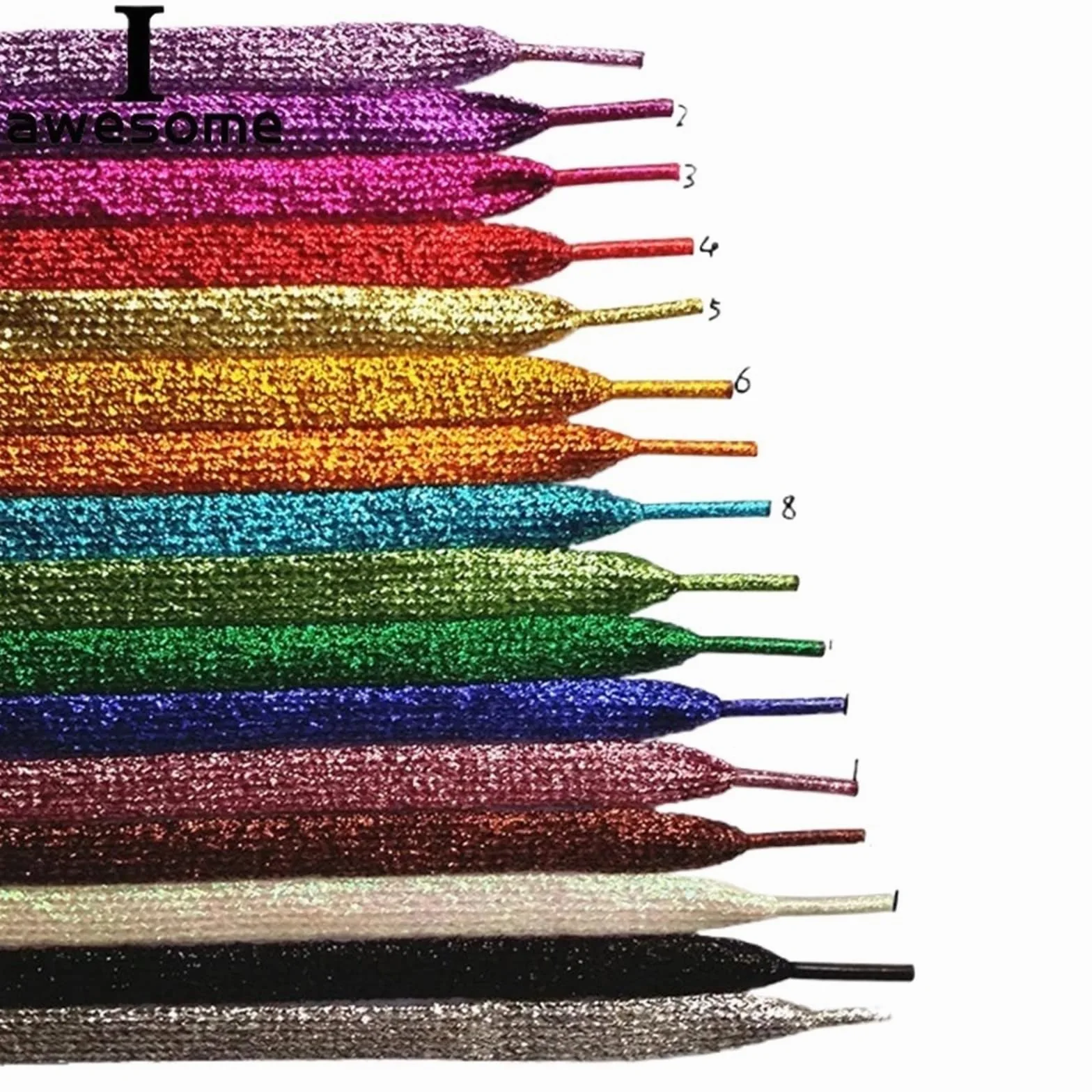 10 pares de cordones brillantes dorados y plateados for zapatillas deportivas Para Sneaker
