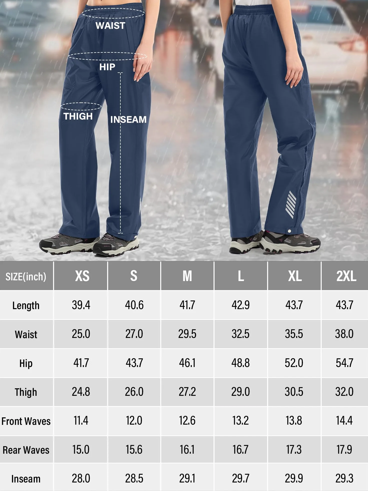 Pantalones de lluvia para mujer, impermeables, transpirables, ligeros, para bicicleta, cortavientos, senderismo, trekking, trabajo
