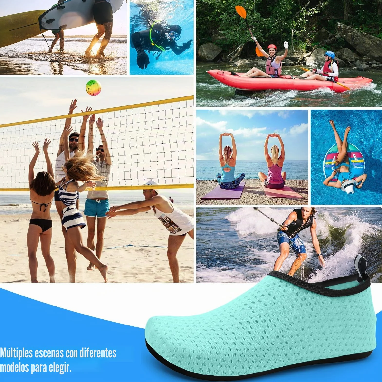 Zapatos de Playa Antideslizantes Suela Blanda Escarpines Deportivos para Buceo Snorkel Surf