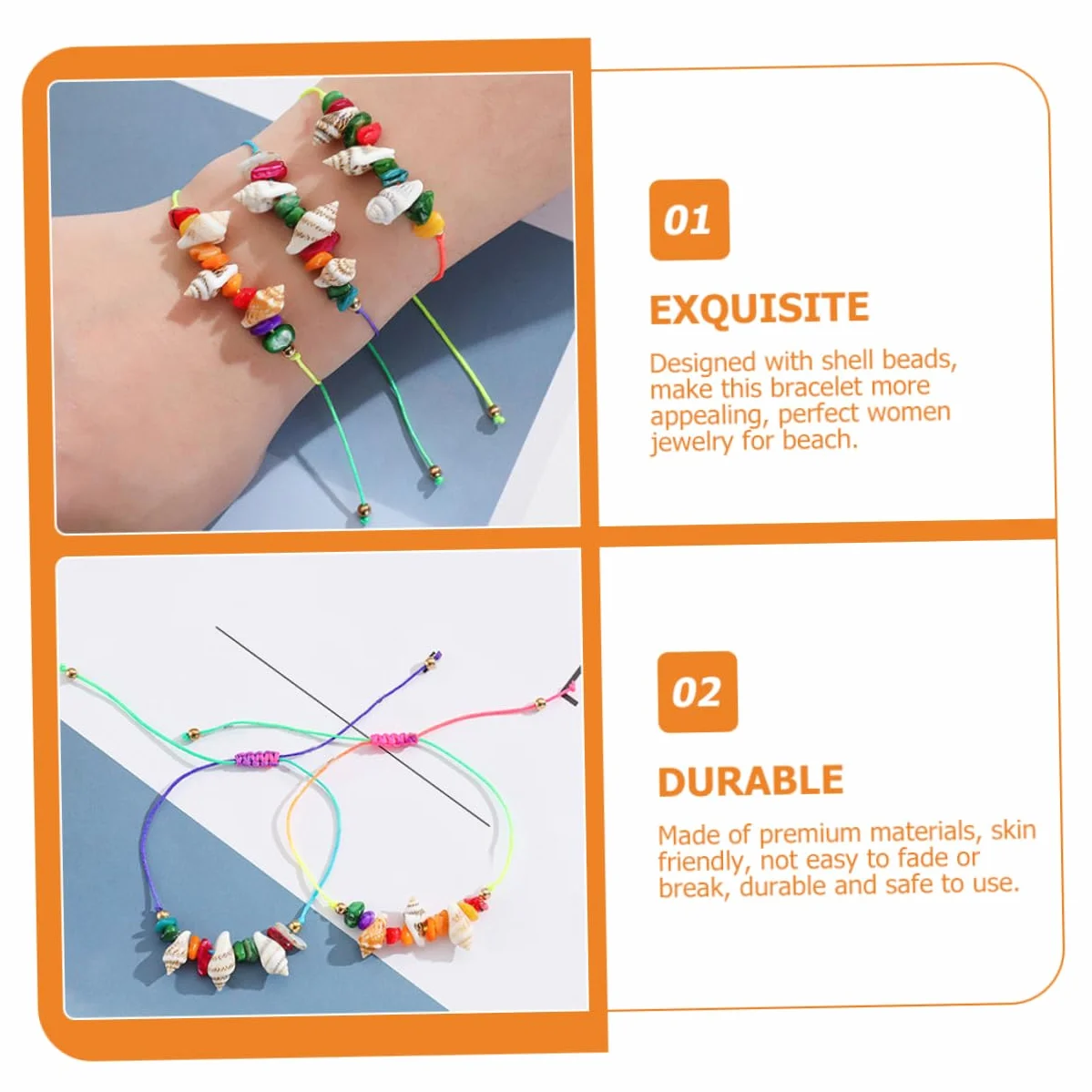 GALPADA 48piezas Pulsera De Concha y Tobillera De Playa Joyería Bohemia Para Mujeres y Niñas Accesorios De Verano